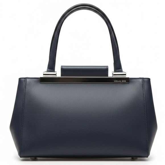Michael Kors Handbags - Michael Kors Tote Bag Small Navy Blue Lana Saffiano Leather Silver Hardware